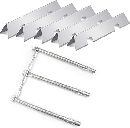 7636 Flavorizer Bars and 69787 Grill Burner for Weber Spirit I & II E-310 E-320 E-330 S-310 S-320 S330 (Front-Mounted Control), 15.3" Heat Plates & 18" Grill Burner Tube, Porcelain Steel