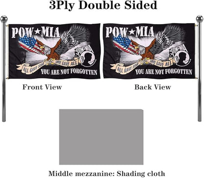 Jayus Eagle Pow Mia Flag Double Sided 4x6 Outdoor-Vivid Colors polyester 220D 3Ply Pow Flags Banner- You Are Not Forgotten Prisoner of War Mia Flag with 2 Grommets