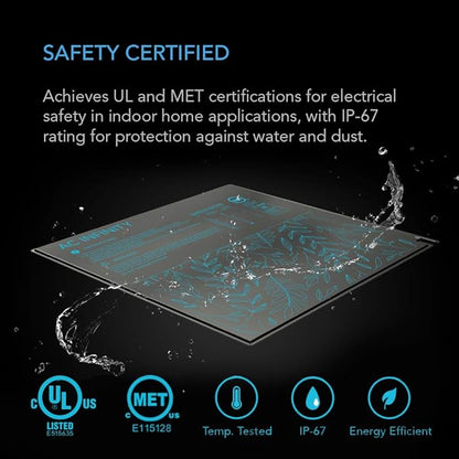 AC Infinity SUNCORE A5, Waterproof Seedling Heat Mat 20" x 20.75" MET & UL-Certified Heating Pad for Indoor Gardening, Hydroponics, Germination, Cloning