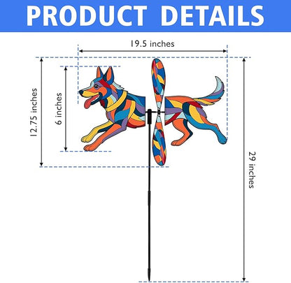 German Shepherd Petite Spinner Outdoor, German Shepherd Dog Wind Spinner for Yard and Garden