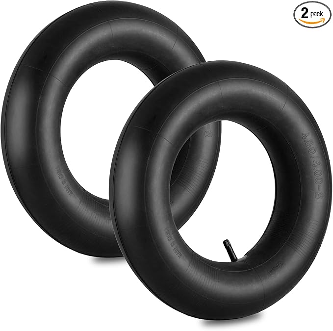 4.80/4.00-8" Inner Tube with Straight Valve Stem (2-Pack) - Heavy Duty Replacement Tire Tubes for Wheelbarrows, Mowers, Hand Trucks, Dollies
