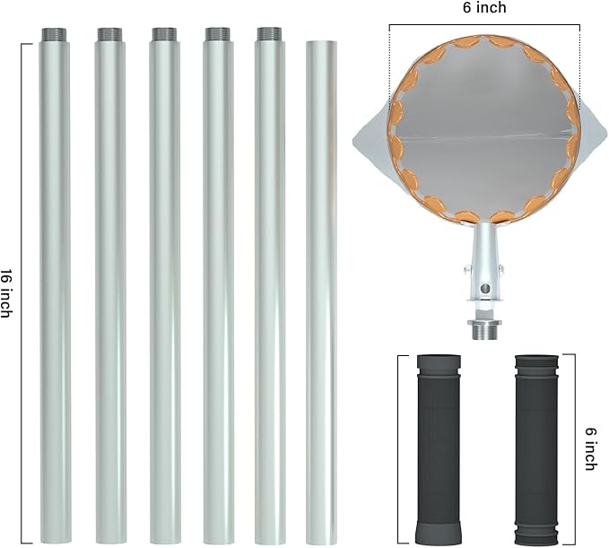 Fruit Picker Tool with 6-Part Extension Pole and Cloth Bag for Gentle Fruit Catching（8FT）