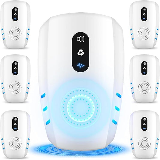 2025 Upgraded Ultrasonic Pest Repellent Indoor Insect Repeller, Pest Control, Repellent Roach, Mouse, Bugs, Mosquito, Mice, Spider, Ant, Rodent Repellent Ultrasonic Plug in, 3 Mode Switching, 6 Packs