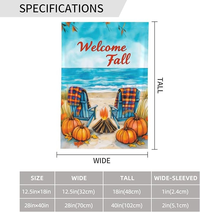 Welcome Fall Garden Flag Vertical Double Sided Outdoor Yard Flags 12.5x18 Inch Burlap Banners for House Lawn