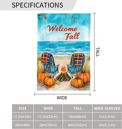 Welcome Fall Garden Flag Vertical Double Sided Outdoor Yard Flags 12.5x18 Inch Burlap Banners for House Lawn