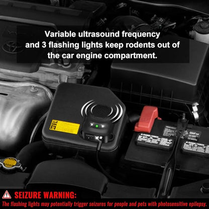 Under Hood Rodent Repellent for Car Engines, Dual Action Ultrasonic & LED Strobe Lights for High-Efficiency Rat and Mouse Deterrent, Pest Control for 12V 24V Vehicles, Cars, Trucks, RVs