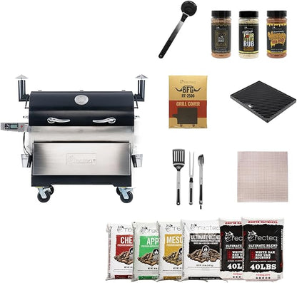 recteq RT-2500 BFG Pellet Smoker Grill, Wi-Fi-Enabled Outdoor Grills & Smokers, Electric Pellet Grill with 2500 Sq In Cook Space, RT-2500 BFG + Grilling Essentials Bundle
