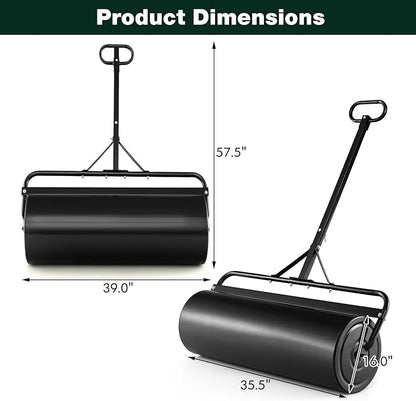 IRONMAX Lawn Roller, 30 Gallons/113 L Manual & Tow-Behind Steel Sod Roller w/Push Pull Handle, Lawn Rollers Tow Behind Water Filled for Yard, Park, Garden, Ball Field (30 Gallons, Black)