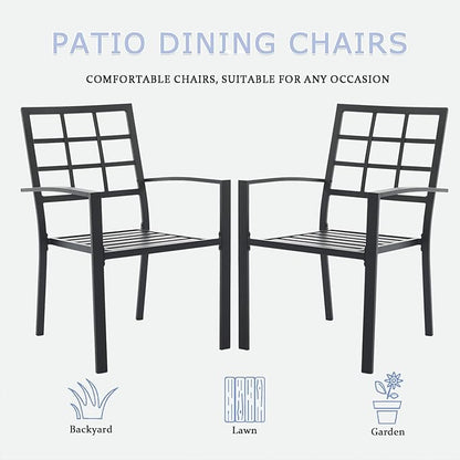 Outdoor Dining Chairs Set of 8, Aluminum Frame Stackable Patio Dining Chairs with Armrest, Wrought Iron Patio Bistro Chairs for Lawn, Backyard, Garden, Porch