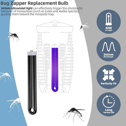 BB-40blk 40W Bug Zapper Light Bulb Compatible with Black Flag Model BZ-40BLK, BZ-40DX, BZ-40MAX, and Stinger Model B4045-4 UVB45 Bug Zapper with 4-Pin Base, 2 Pack