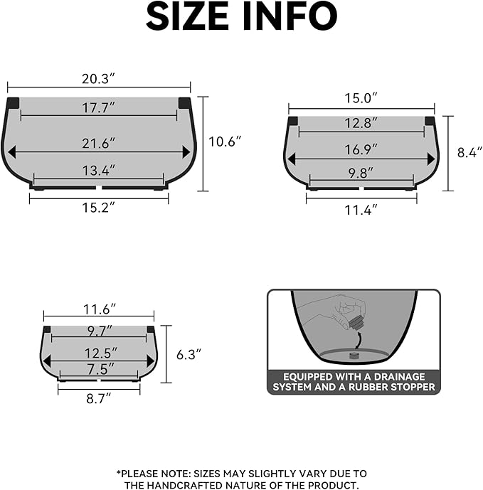 Kante 16.9" Dia Round Concrete Bonsai Planters, Outdoor Indoor Garden Plant Pot with Drainage Hole for Home, Patio, Garden, Weathered Concrete