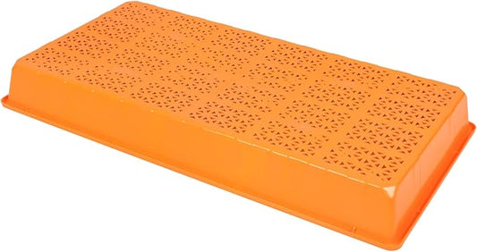SUNPACK 10" x 20" Heavy Duty Mesh Plastic Seed Starting Tray, Orange, 2.3" - Ensures Water Drainage and Aeration, Perfect for Greenhouses or Indoor Gardening