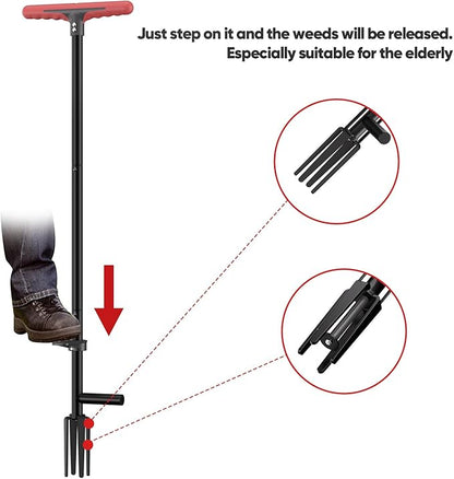 FLORA GUARD Weed Pulling Tool Stand-Up Weeder Tool with Long Handle Lawn, Yard, Garden, Dandelion Picker, Weed Remover (red)