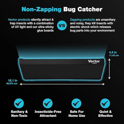Catchmaster Vector Optima Light Trap, UV Light Fly Traps for Home, Gnat Traps for House Indoor, Shatterproof Bulbs, UV Lamp Insect Killer, Bug Catcher for Kitchen, Garage & Warehouse - Black