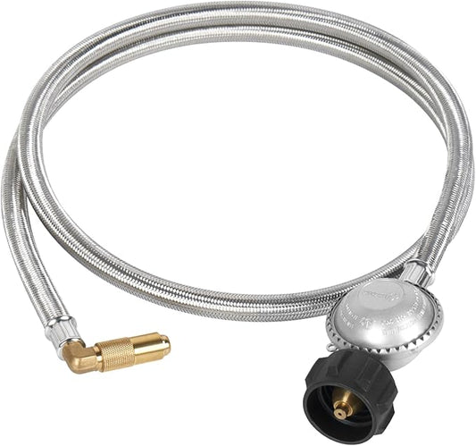 SHINESTAR Propane Adapter Hose with Regulator for Blackstone 17 & 22 Inch Griddle, 5 Feet Sturdy Braided Hose, Connect to Large Propane Tank