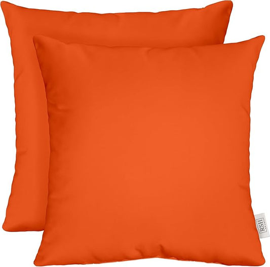 RSH DECOR: Square Throw Pillows Set of 2 | 17" x 17" | Sunbrella Performance Fabric | Water and Fade-Resistant | Outdoor Decorative Accent Pillows for Patio Furniture | Canvas Melon