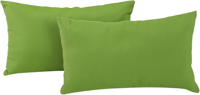 idee-home Outdoor Pillows with Inserts Included, Patio Outside Lumbar Pillows Waterproof Set of 2, 12 x 20 inch Green