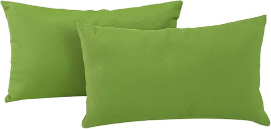 idee-home Outdoor Pillows with Inserts Included, Patio Outside Lumbar Pillows Waterproof Set of 2, 12 x 20 inch Green