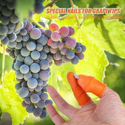 1Set Orange Gardening Silicone Thumb Knife with Finger Cots Thumb Knife Picker for Fruits (5.3x2.7cm)