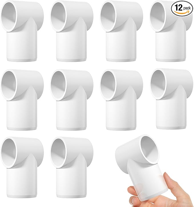 1" Adjustable 3 Way PVC Fittings, 12PCS Furniture Grade Pipe Connector, 1Inch Slip Sling Tee Fitting for DIY PVC Structure and Furniture