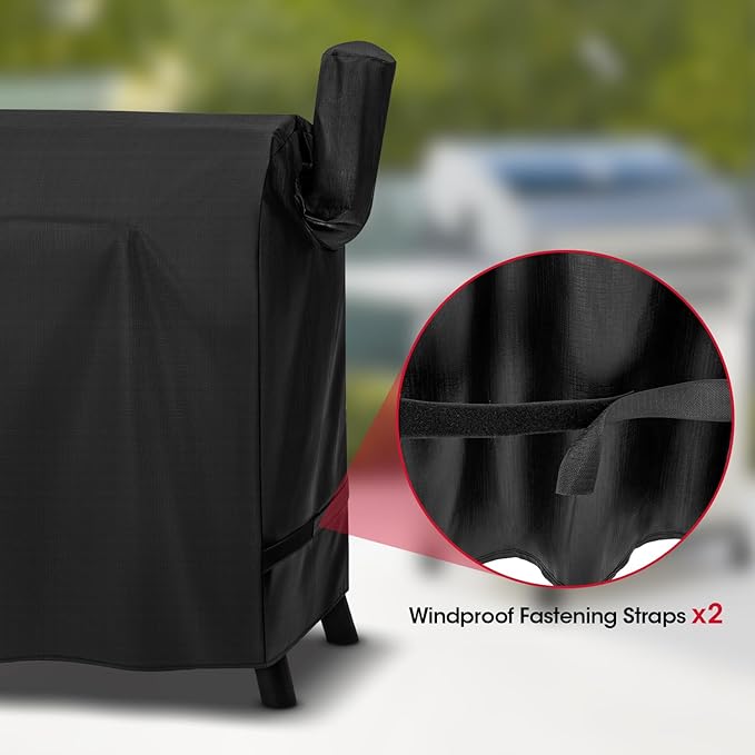 Unicook Pellet Grill Cover Compatible with Traeger 22 Series, Lil Tex, Outdoor Full Length Pellet Smoker Cover, Unique UV Resistant Waterproof Vinyl Exterior with Polyester Lining