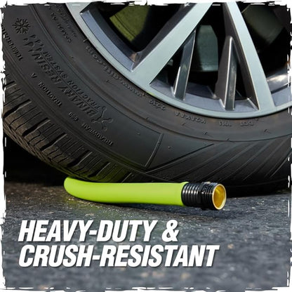 Rugged Rhino Heavy Duty Flexible Light Weight Garden Hose, 25ft x 5/8in, 4 Layer Leakproof Outdoor Gardening Tools, Watering Supplies, Powerful Water Pressure for Lawn, Flowers, Green Black