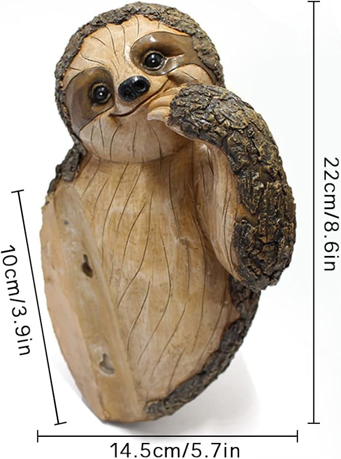 Sloth Tree Hugger, Outdoor Decorations, Resin Garden Sculpture Ornament, Tree Peeker Statue, Halloween Gardening Gifts for Housewarming, Handmade with Details, Durable & Waterproof