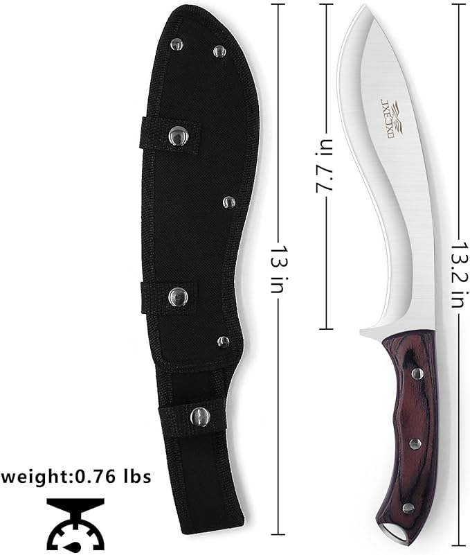 JXE JXO 13.2" Machete, Full Tang Machete for Cutting Trees Heavy Duty, 1065 High Manganese Steel with Nylon Sheath for Yard Work, Bushcraft and Outdoor