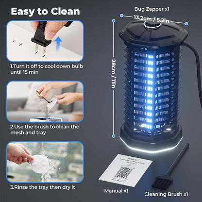 YISSVIC Bug Zapper Outdoor Indoor Waterproof Electric Mosquito Lamp Fly Zapper Killer Effective 4200V Plug in for Home Patio Office Courtyard (One-Light Control Bug Zapper)