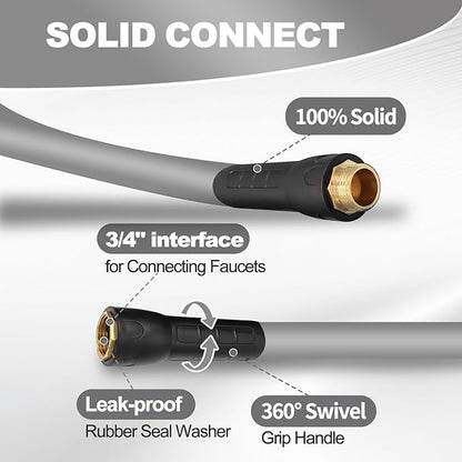 YOTOO Heavy Duty Hybrid Short Garden Hose, Lead in Water Hose 5/8-Inch by 6-Feet 150 PSI, Kink Resistant, All-Weather Flexible with Swivel Grip Handle and 3/4" GHT Solid Brass Fittings, Gray
