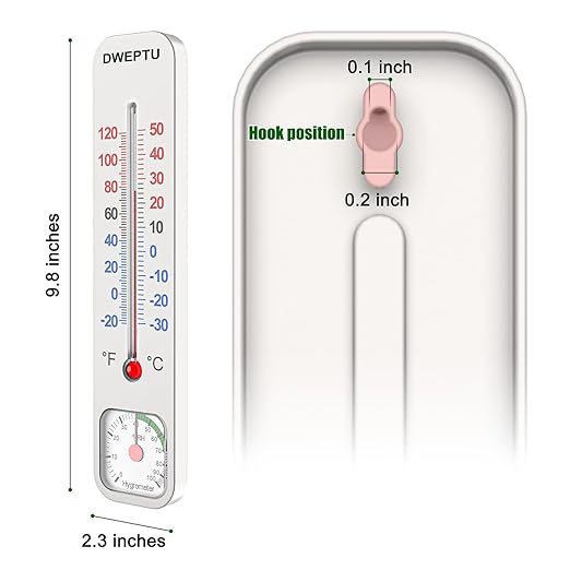 Outdoor/Indoor Thermometer Hygrometer Humidity Monitor Temperature Humidity Gauge Meter with Celsius/Fahrenheit (℃/℉) for Patio Field Cellar Garden Humidors Greenhouse Closet by DWEPTU