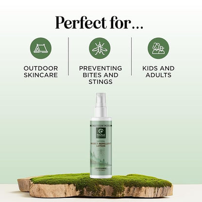 Bug Repellent Lotion for Adults & Kids - DEET Free Insect Repellent Lotion for Ticks & Mosquitoes - Made with Citronella & Lemongrass - Dermatologist Tested - Light Scent Vegan & Cruelty Free (4oz)