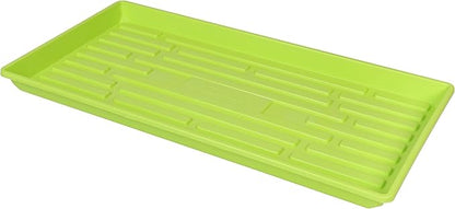 SUNPACK 10" x 20" Heavy Duty Shallow Plastic Seed Starting Tray, Lime Green, 1" - No Drainage Holes, Perfect for Greenhouses or Indoor Gardening