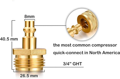 RV vent plug prevent freezing in winter helps drain water from water pipes, suitable for camping RVs, boats, garden hoses, water pipe Blow Out Plug brass quick connector (male)