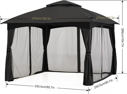 MASTERCANOPY Outdoor Patio Gazebo for Garden with Upgrade Steel Frame and Netting Walls (8x8,Gray)