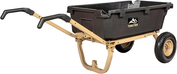 Heavy-Duty Garden Cart on Wheels – 7 Cu. Ft. 2-in-1 Utility Wagon & Wheelbarrow, Push or Tow Design, 600 lb. Capacity, All-Terrain Utility Cart with 13" No-Flat Wheels