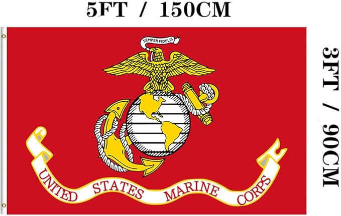 Jayus Double Sided US Marine Corps Military Flags 3x5 FT Outdoor - Vivid Colors 220D USMC Flag Banner with 2 Grommets