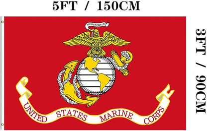 Jayus Double Sided US Marine Corps Military Flags 3x5 FT Outdoor - Vivid Colors 220D USMC Flag Banner with 2 Grommets