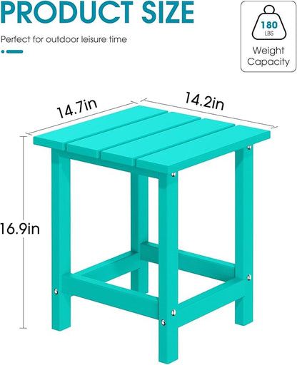 MUCHENGHY Folding Adirondack Chairs and Table Set, Outdoor Chair, Adirondack Chair Plastic, Fire Pit Chair, Weather Resistant with Cup Holder for Deck, Backyard, Garden(Lake Blue, 3-Piece)