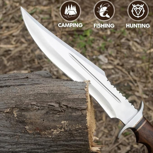 17 Inch D2 Large Bowie Knife with Sheath, Fixed Blade Hunting Knife, used for Bushcraft, Outdoor, and as a Camping Knife - Survival knife