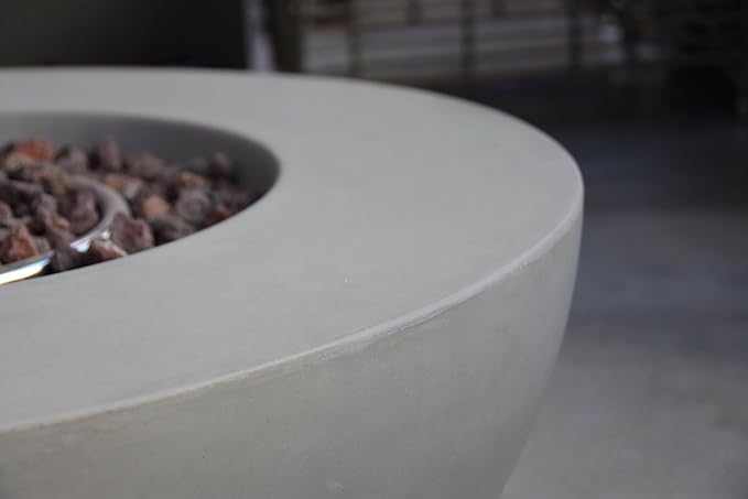 AMS Fireplace | Modeno | Roca | Fire Pit Table | Cover and Lava Rocks Included | (Fuel: Propane Gas - Light Gray)