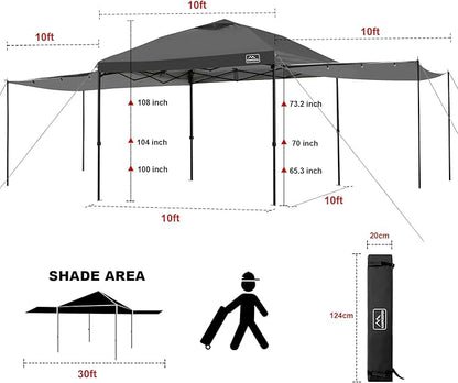 KAMPKEEPER 10x10 Easy Pop Up Canopy Tent with Sidewalls, Instant Outdoor Shade Shelter with Removable 10FT Sun Walls, Quick Setup Waterproof and UV-Resistant for Patio (Black, 2 sidewall)