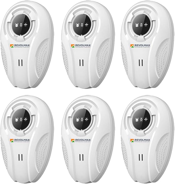 T-Ultrasonic Pest Control Repeller - Indoor Plug-in for Mice, Rats, Squirrels, Roaches, Ants, Spiders, Fleas, Bed Bugs, Bats 6 - Pack Rodent & Insect Repellent, Roach Killer, Mosquito Repellent