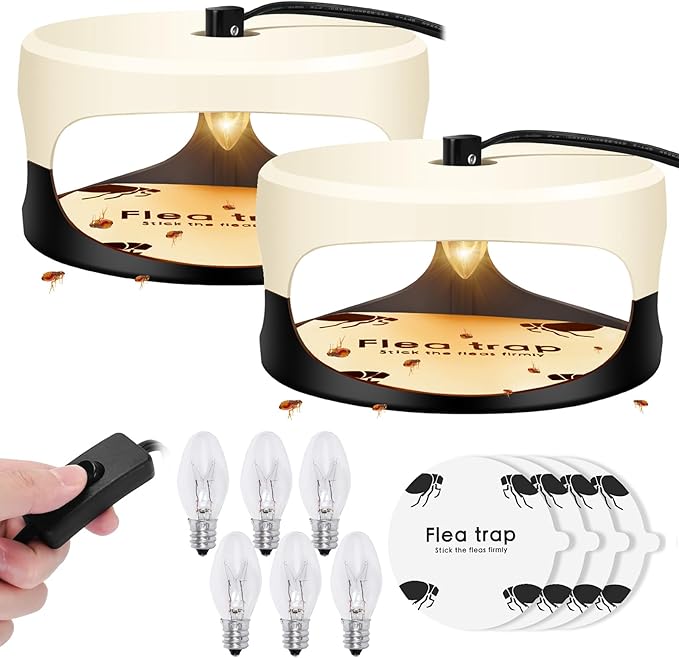 Flea Traps for Inside Your Home 2 Packs, 2024 Sticky Bed Bug, Flea Trap Indoor Pest Control Trapper Insect Killer with Light