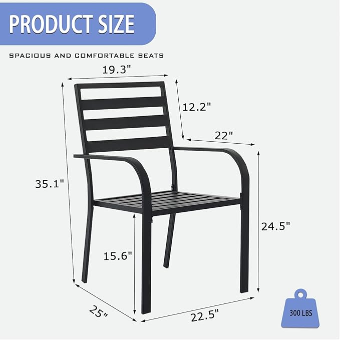 Outdoor Dining Chairs Set of 4, Aluminum Frame Stackable Patio Dining Chairs with Armrest, Wrought Iron Patio Bistro Chairs for Lawn, Backyard, Garden, Porch