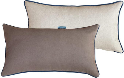 Rectangle Outdoor Lumbar Pillows, 10x18 inches Waterproof Patio Pillows, Decorative Waist Pillows for Outdoor Furnitures, Set of 2, (Brown and Beige)