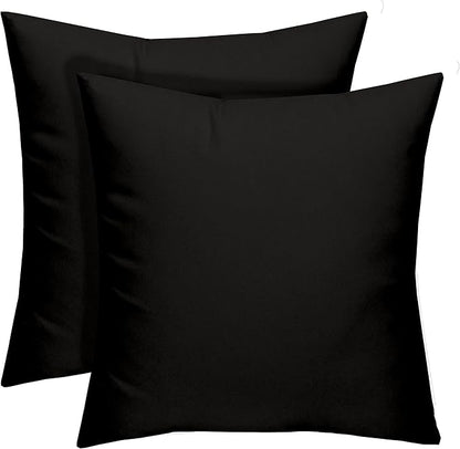 RSH DECOR: Square Throw Pillows Set of 2 | 20” x 20” | All-Weather Spun Fabric | Water and Fade-Resistant | Outdoor Accent Pillows for Patio Furniture | Black