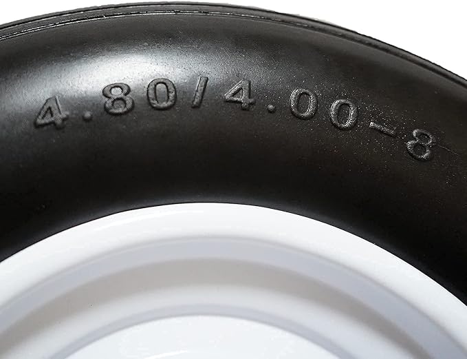 Wheelbarrow Tire 4.80/4.00-8 Flat-Free with 3/4 & 5/8 Wheel Bearing, 3-6" Hub 16" Solid Foamed Wheel Barrel Tires Non-Slip for Yard Cart Garden Wagon (Black)