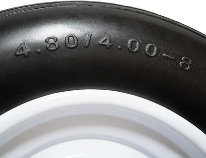 Wheelbarrow Tire 4.80/4.00-8 Flat-Free with 3/4 & 5/8 Wheel Bearing, 3-6" Hub 16" Solid Foamed Wheel Barrel Tires Non-Slip for Yard Cart Garden Wagon (Black)