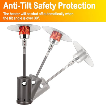 Hykolity 50,000 BTU Patio Heater with Sand Box, Table Design, Double-Layer Stainless Steel Burner, Wheels, Tip-over Protection System, Outdoor Heater for Home and Residential, Brown